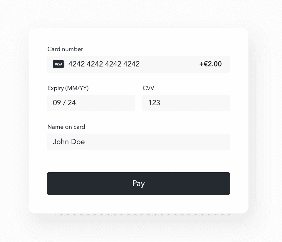 Card surcharge on Web