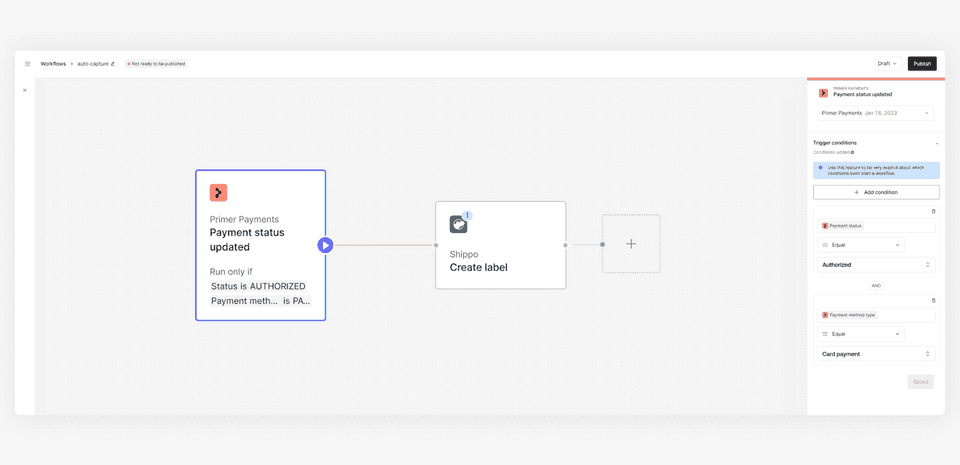 Create shipping label for authorized payments